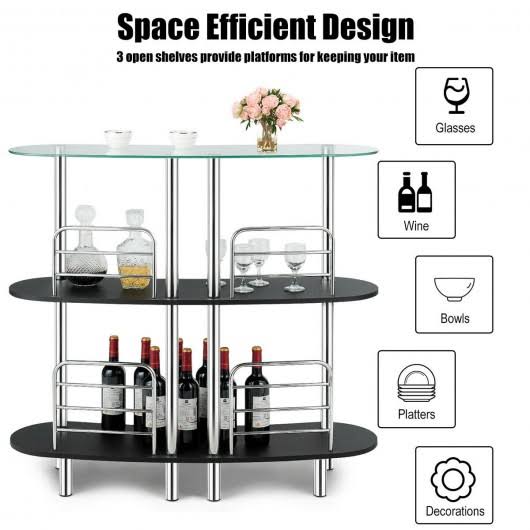 3-Tier Bar Table with Tempered Glasstop N522645