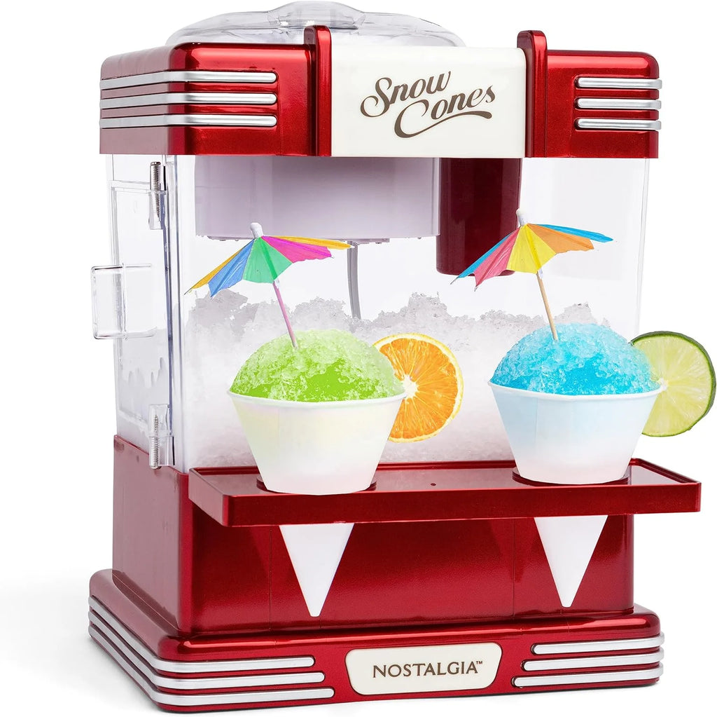 Red Snow Cone Maker with 2 Reusable Cones & Ice Scoop D332072