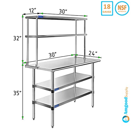 24" X 30" Stainless Steel Work Table with 2 Shelves P6372