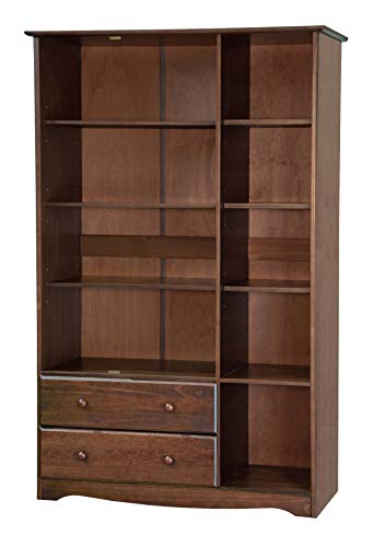 100% Solid Wood Armoire Wardrobe Closet, Java, 4 Shelves, 1 Clothing Rod, 2 Drawers, 1 Lock E852