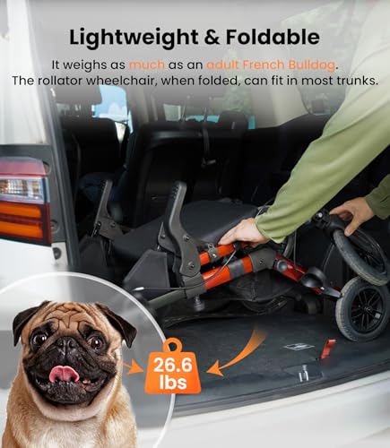 Lightweight Foldable Rollator Walker with Seat and Brakes S5814