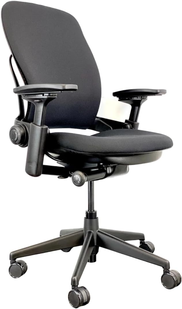Black Fabric Black Frame Office Chair with Lumbar Support N65188
