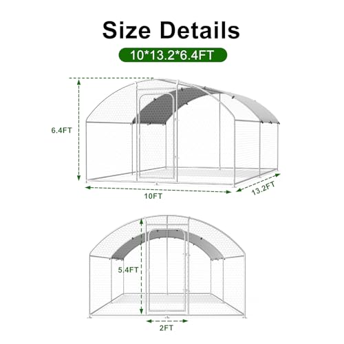 Large Metal Chicken Coop Walk-in Poultry Cage Chicken Run Pen Dog Kennel with Waterproof and Anti-Ultraviolet Cover (9.8' L x 19.7' W x 6.4' H) M748140
