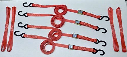 8 PC Heavy Duty Motorcycle ATV Tie-Down Strap Kit Red I712