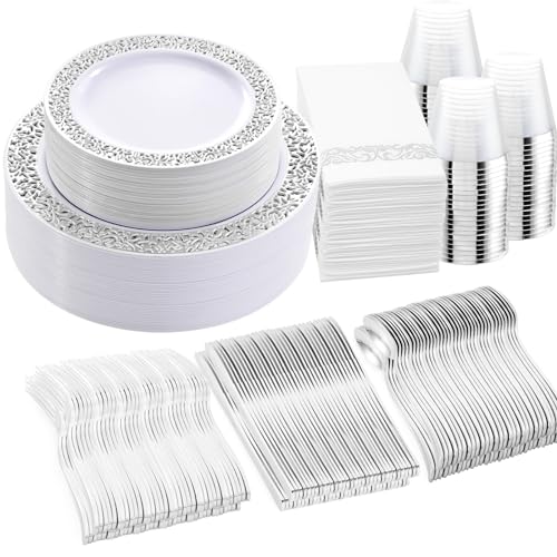 350pcs Silver Party Dinnerware Set C47654