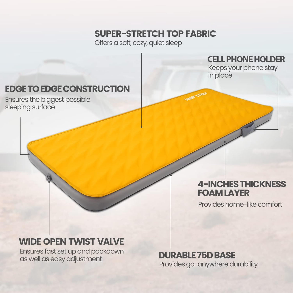 4 Inch Self Inflating Foam Sleeping Pad U27471