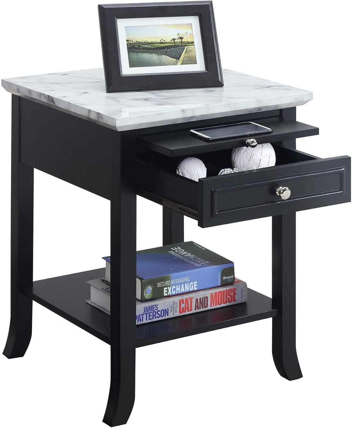 White End Table with Drawer and Slide U2490