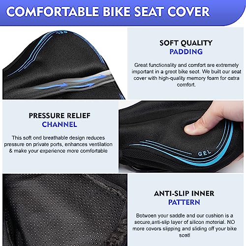 Gel Memory Foam Bike Seat Cushion Cover P538243