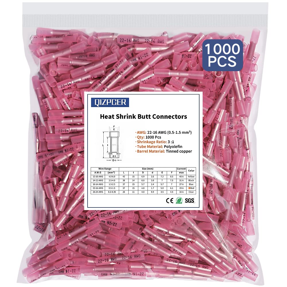 500 Pcs Yellow Heat Shrink Butt Connectors 12-10 AWG J600859