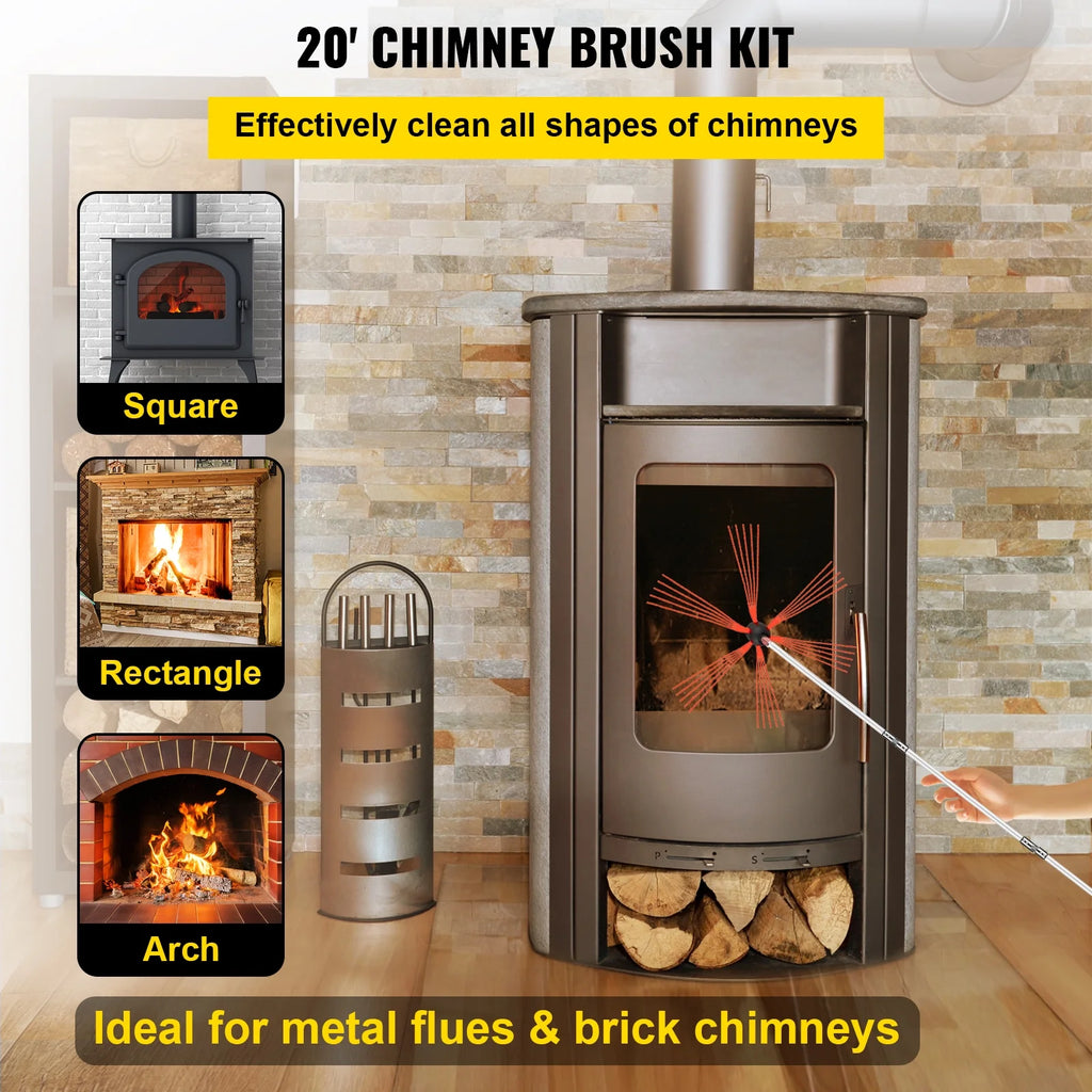 20ft 6 Rods Rotary Chimney Brush Kit X61038