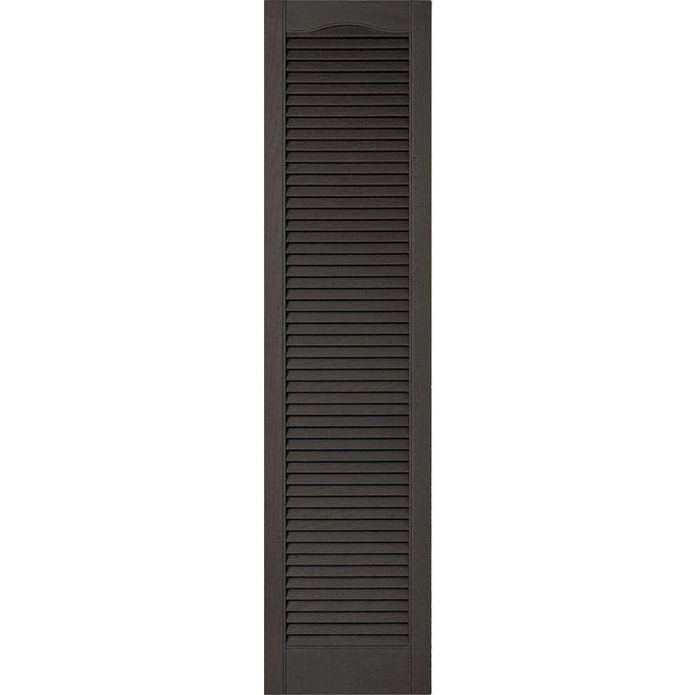 Vinyl Cathedral Top Open Louver Shutters Musket Brown K644892