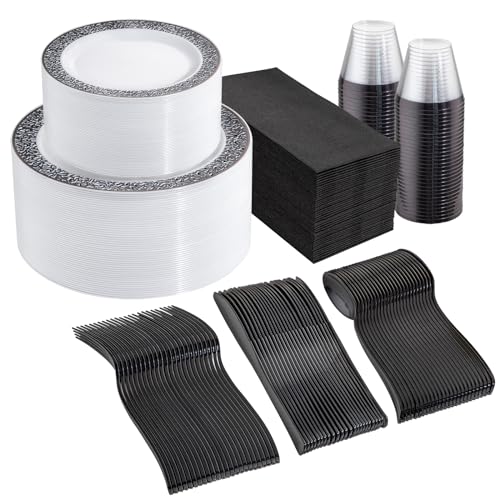 350pcs Silver Party Dinnerware Set C47654