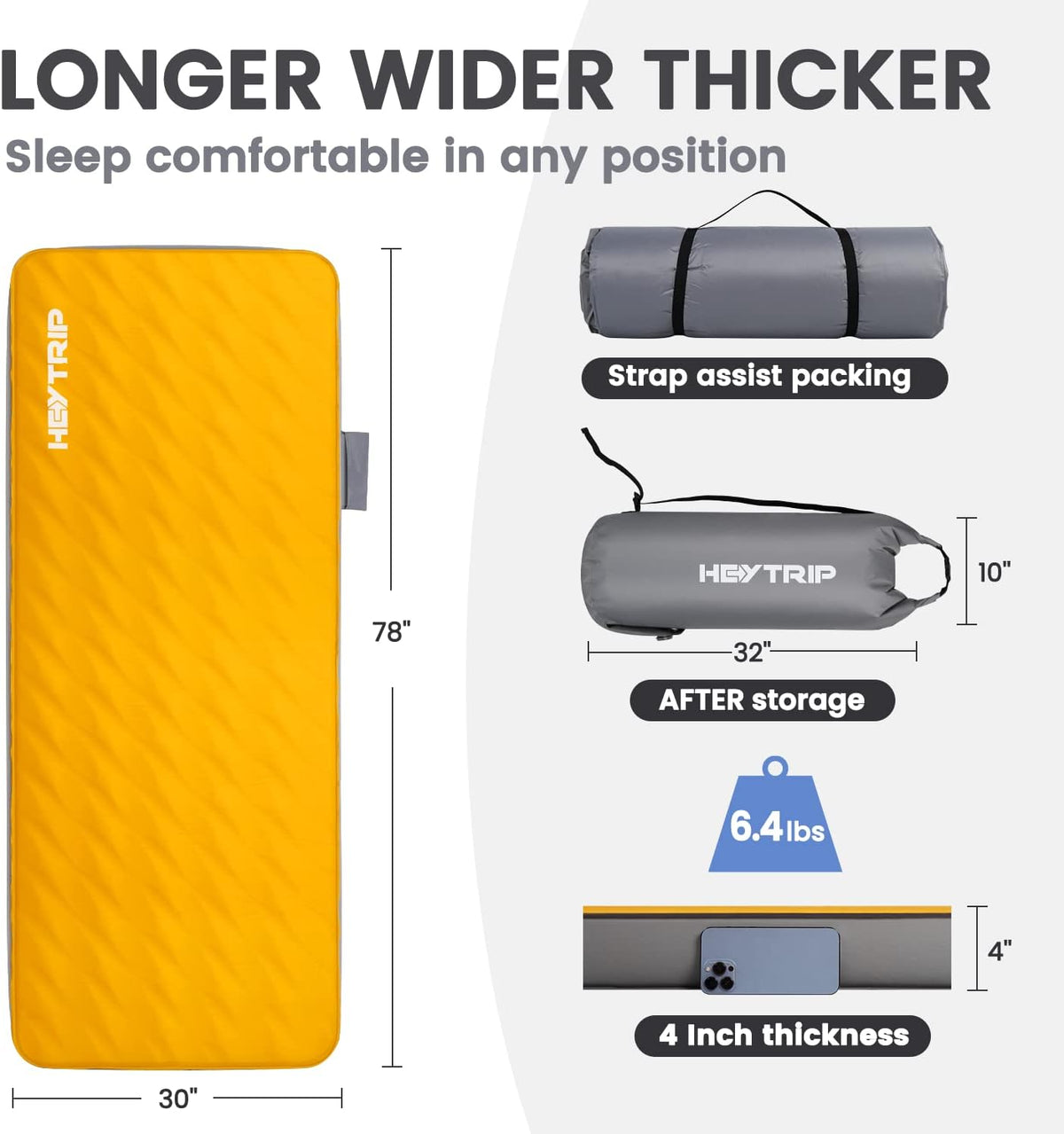 4 Inch Self Inflating Foam Sleeping Pad U27471