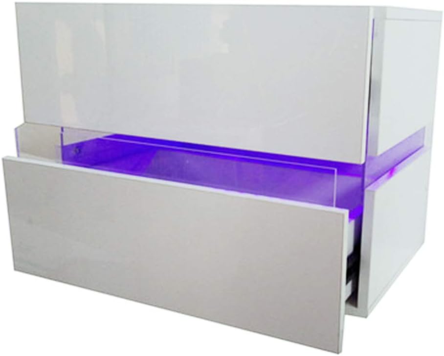 White High Gloss LED Nightstand with 2 Drawers J7462