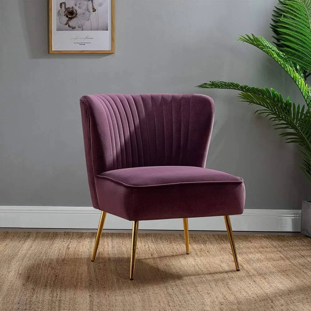 Fuchsia Gold Legs Velvet Side Chair J9203