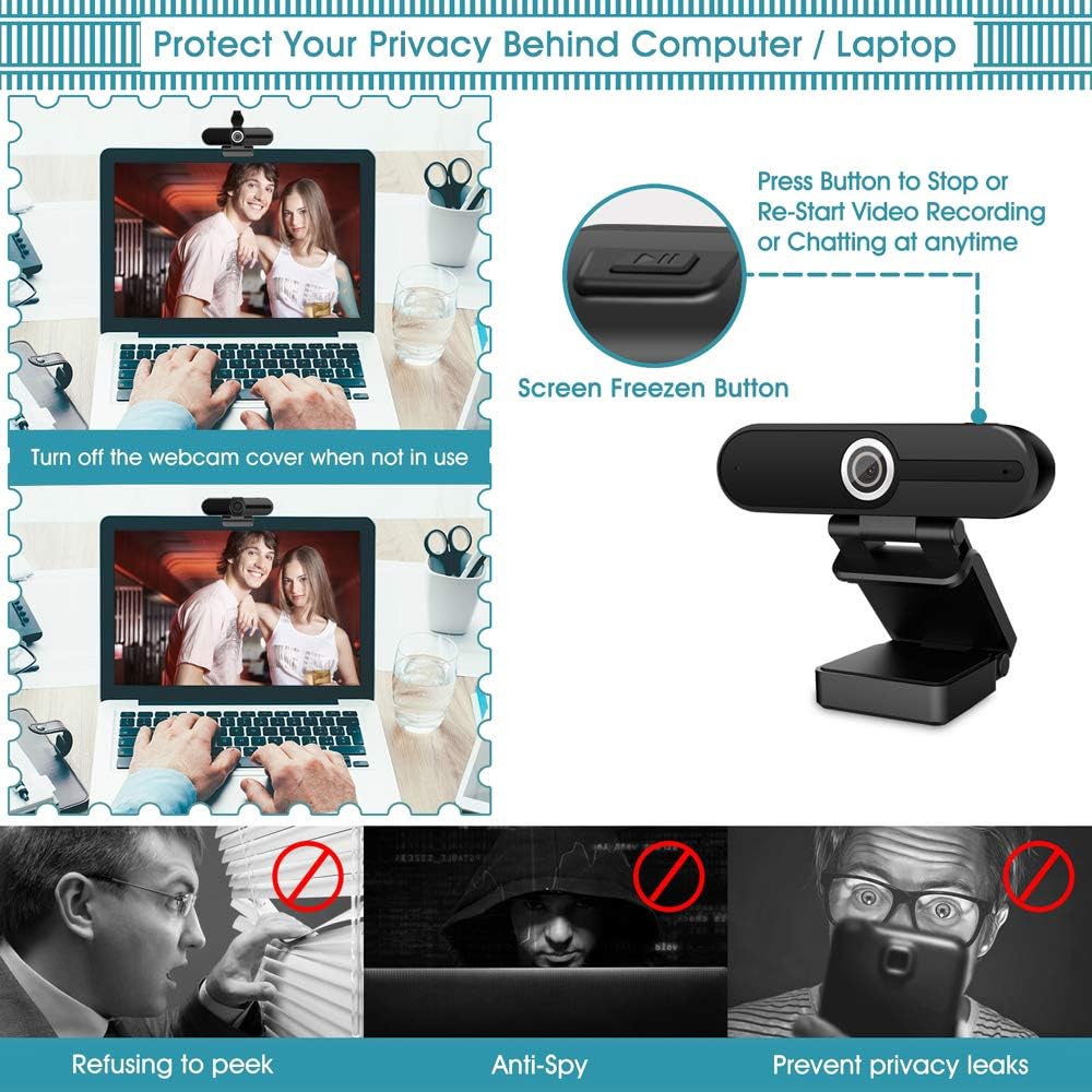 4K Webcam with Microphone 8MP USB 1080P Privacy Cover Mini Tripod Pack of 2 X182