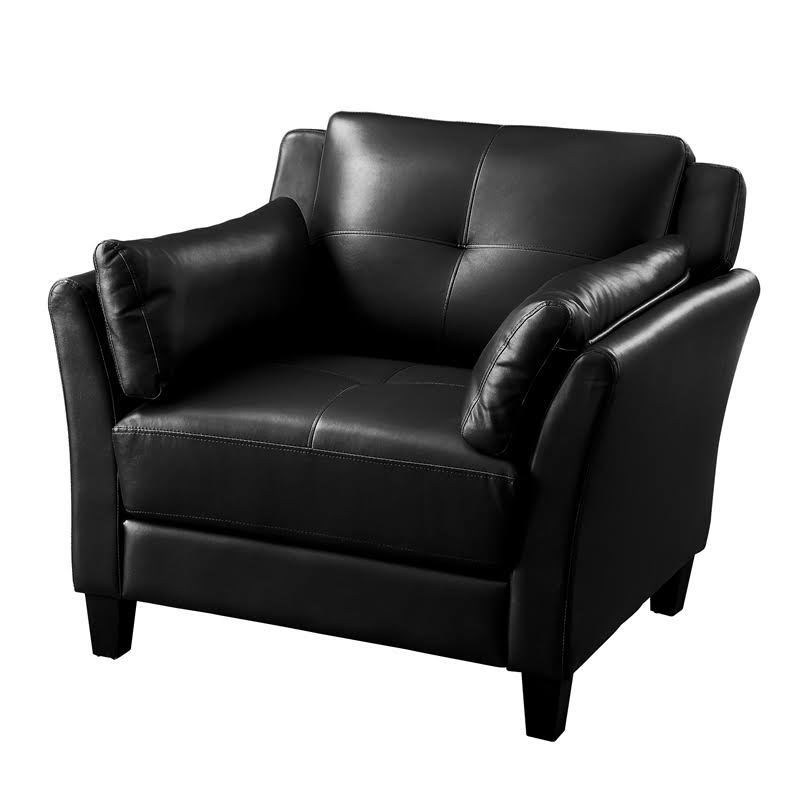 Black Tufted Faux Leather Accent Chair K689871