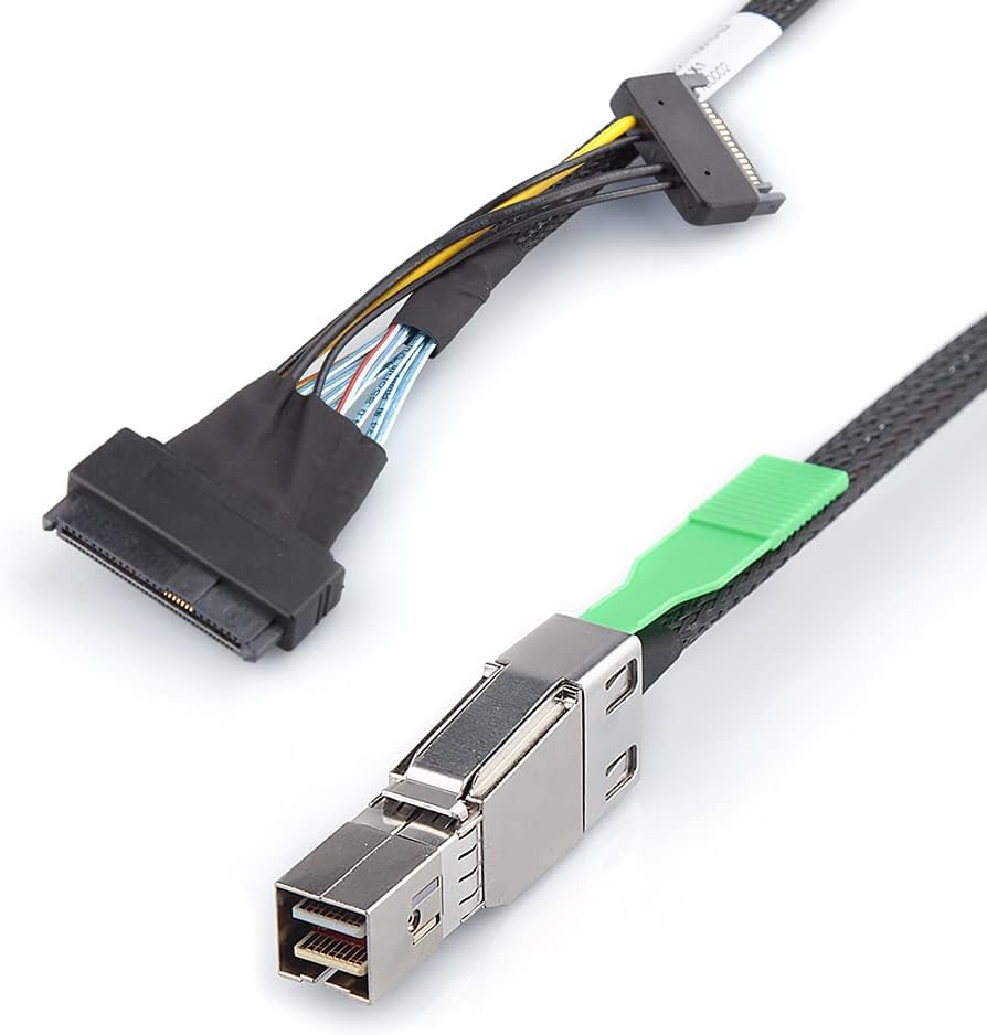 External Mini SAS HD SFF-8644 to QSFP Hybrid SAS Cable, 30AWG, 2-m Pack of 2 H453