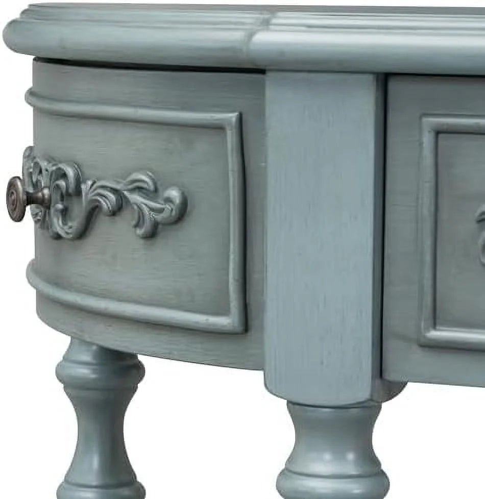 Retro Curved Console Table with 2 Top Drawers and Solid Wooden Frame U611176