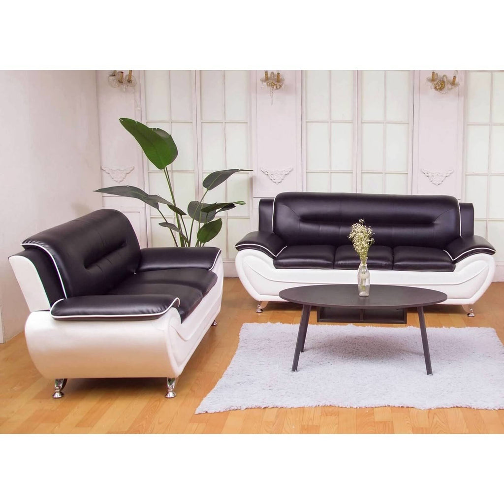 Red & Black Leatherette Sofa Set Q788