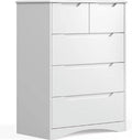 White 5 Drawer Wood Dresser R240040