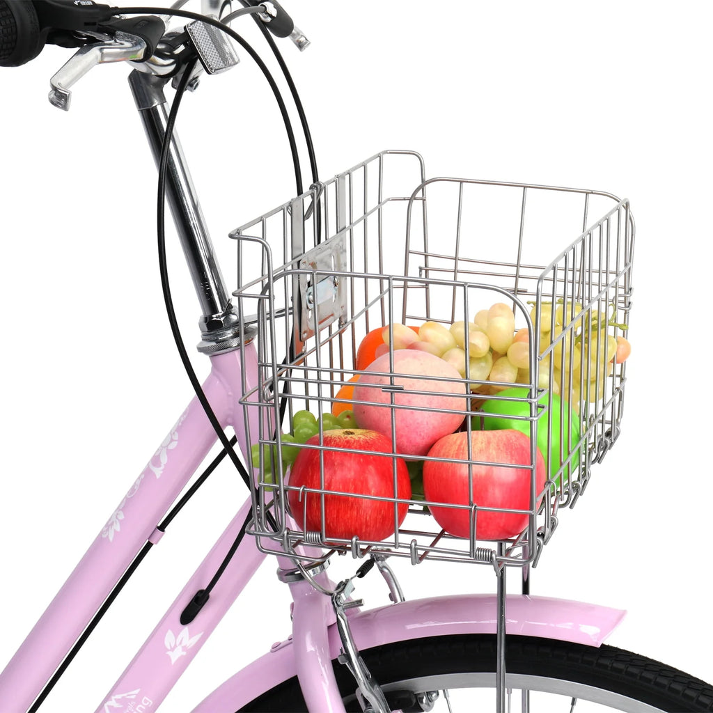 26 inch Commuter Bicycle with 7-speed, Baskets, Pink Y846
