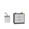 White 2-Piece Bedroom Set with 3-Drawer Dresser and Nightstand X57834