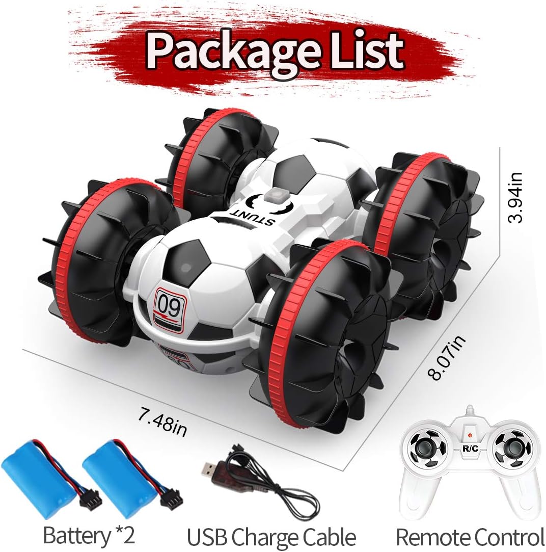 Amphibious Remote Control Car 2.4Ghz 4WD Waterproof Vehicle with 2 Rechargeable Batteries Pack of 2 P7627
