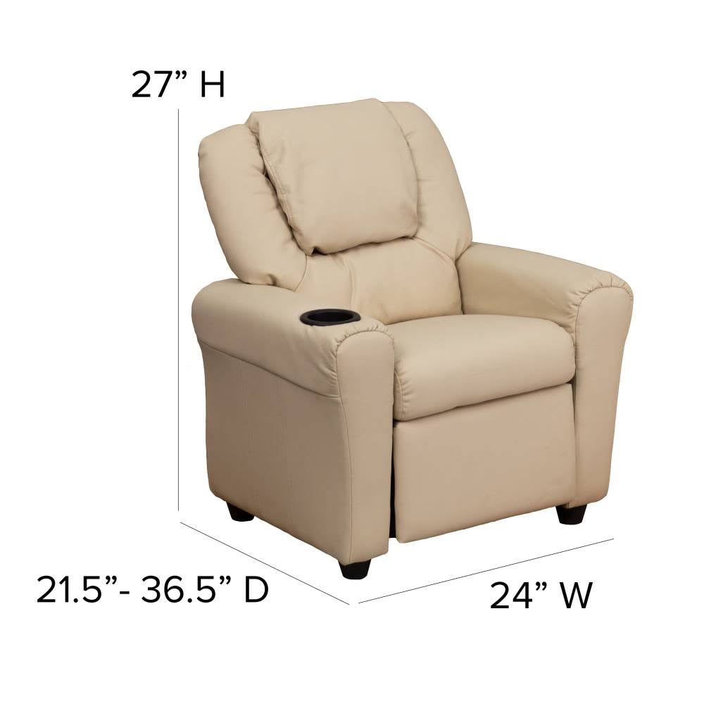 Light Blue Vinyl Kids Recliner with Cup Holder and Headrest R725806