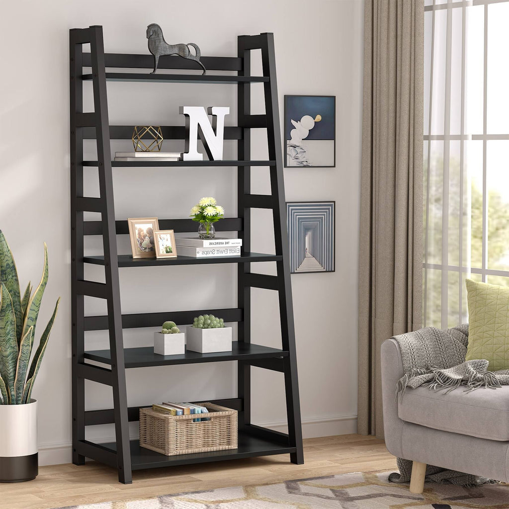 5-Tier Ladder Bookshelf Bookcase Brown N8631