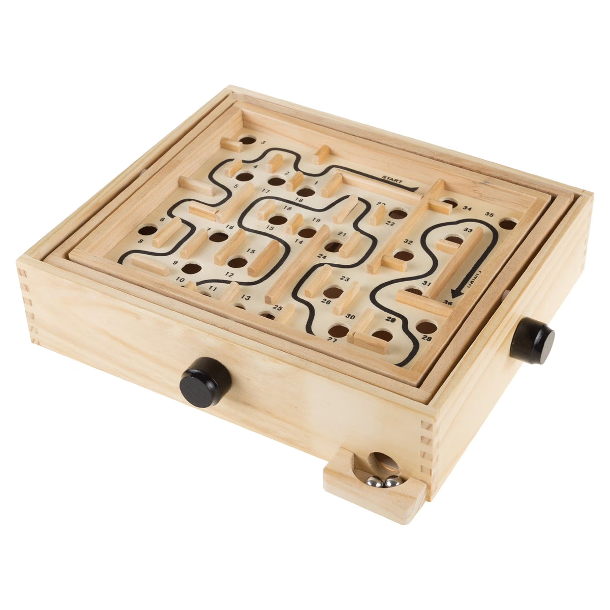 Wooden Maze Game with Two Steel Marbles O161450