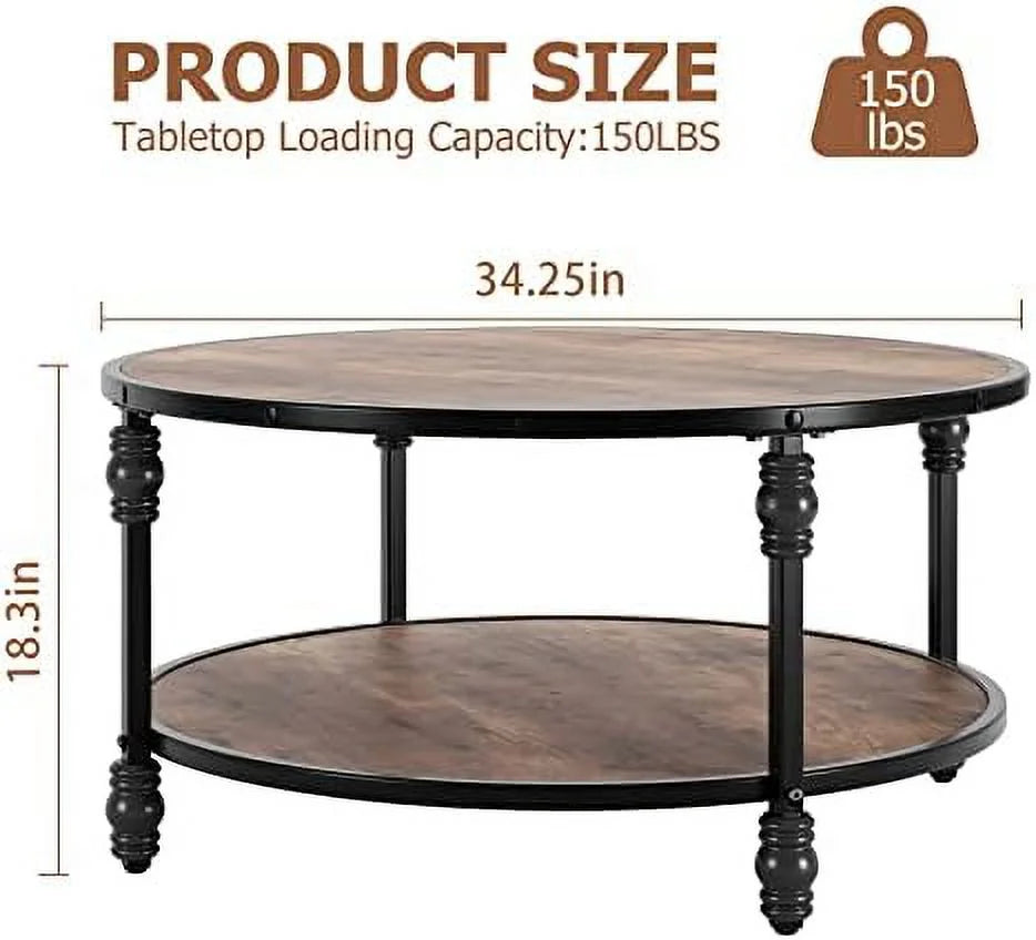 Round Coffee Table with Metal Legs X140756