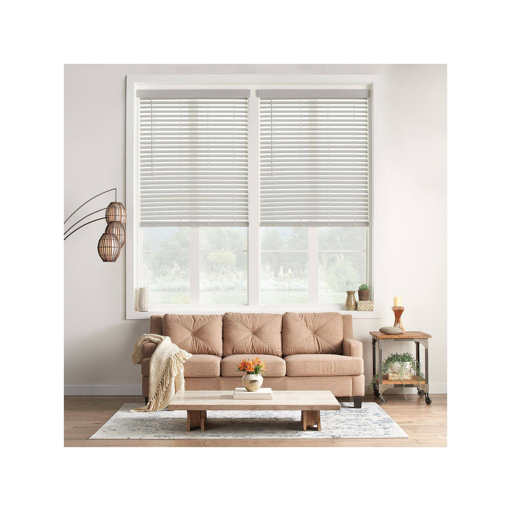 Grey Cordless Faux Wood Blind Q84289