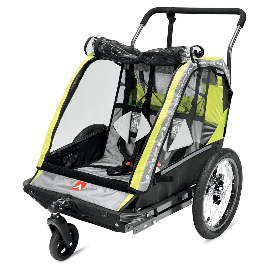 2-Child Bicycle Trailer & Stroller, 100 lbs, Green U377