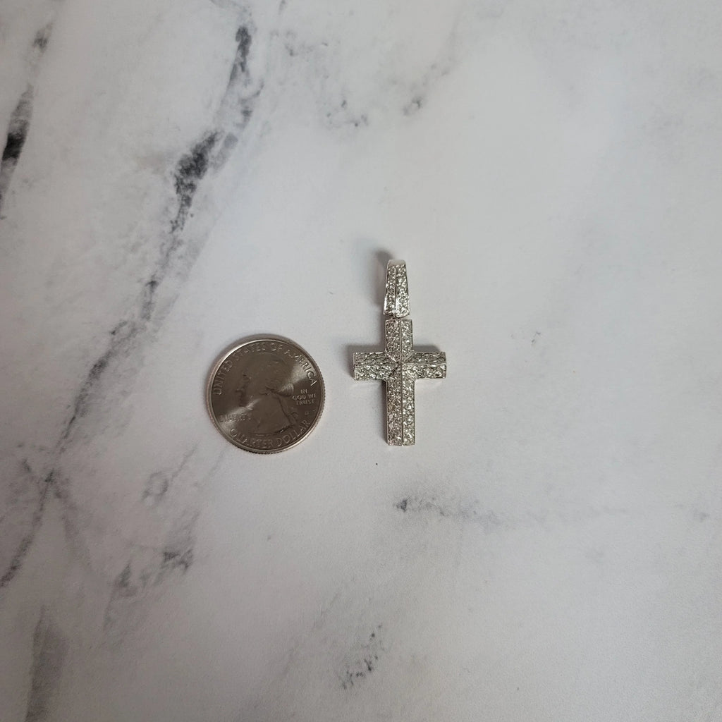 14k White Gold Diamond Cross Pendant N774720