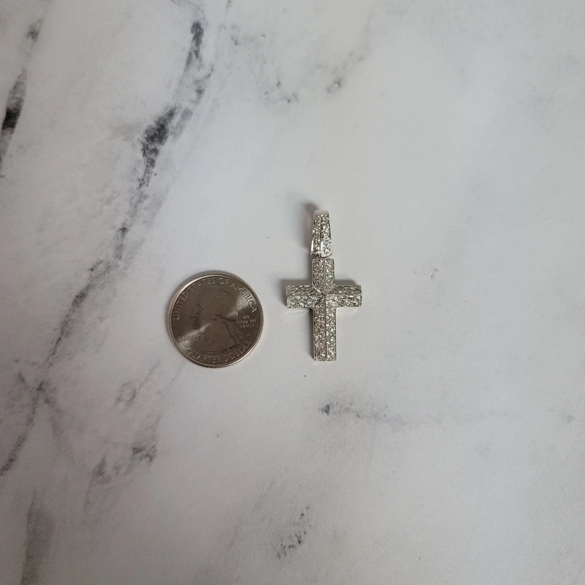 14k White Gold Diamond Cross Pendant N774720