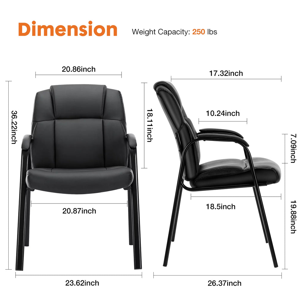 PU Leather Office Guest Chair with Padded Arms I369