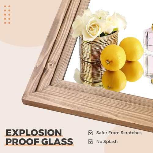 65"x24" Full Length Solid Wood Frame Floor Mirror Brown V82735
