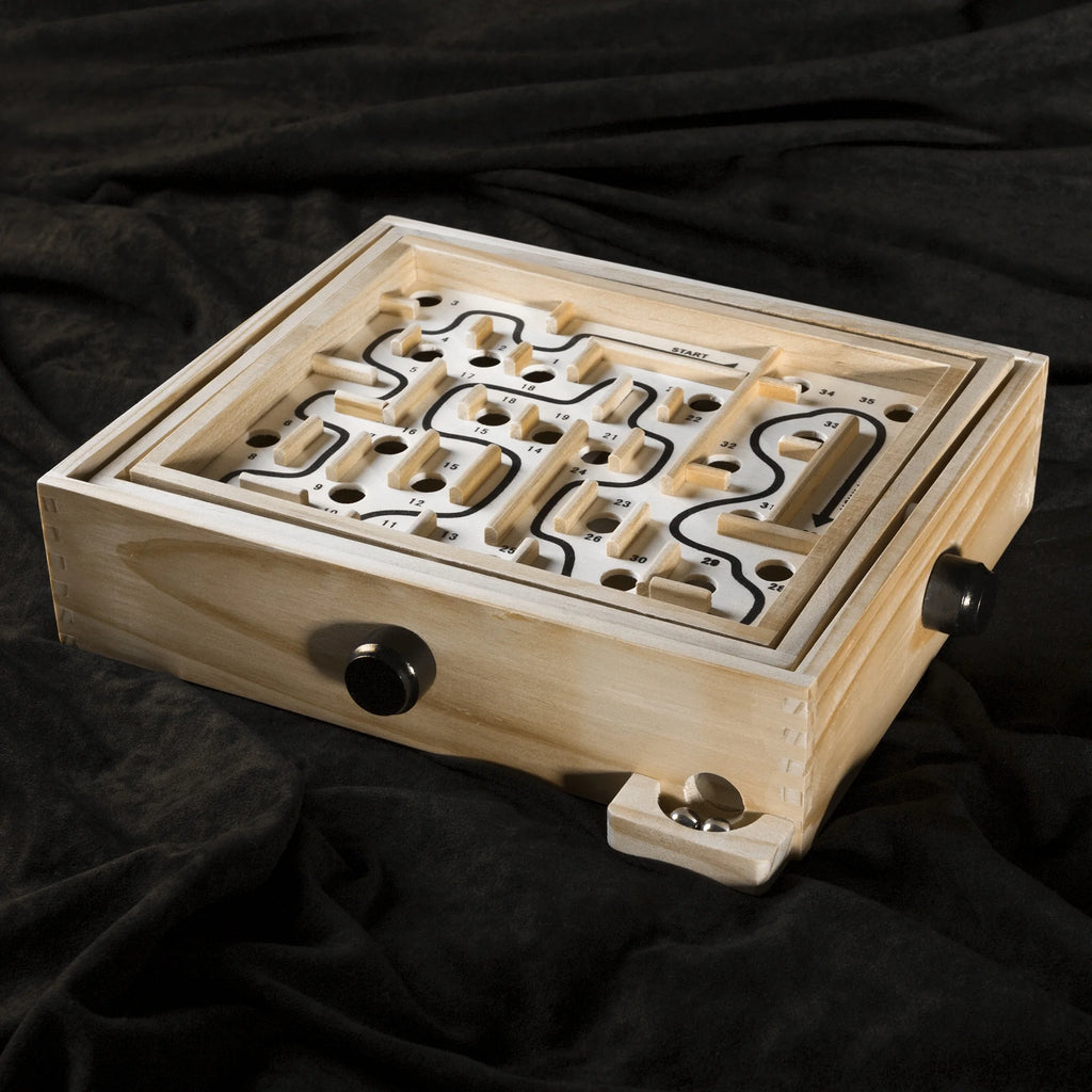 Wooden Maze Game with Two Steel Marbles O161450
