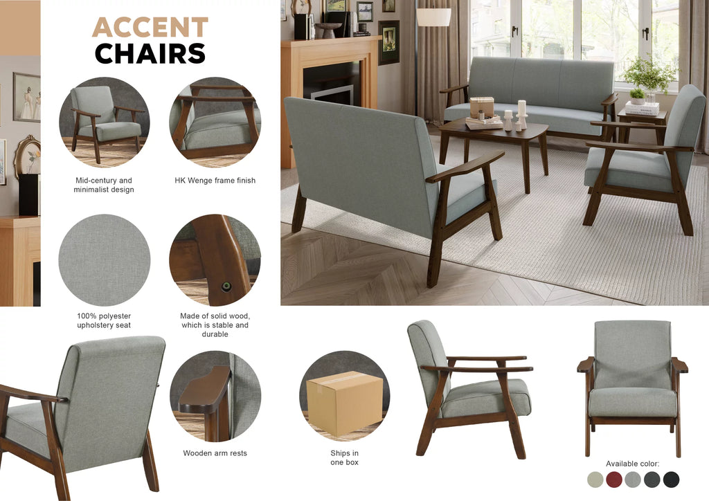 Dark Grey Upholstered Linen Accent Chair N43132