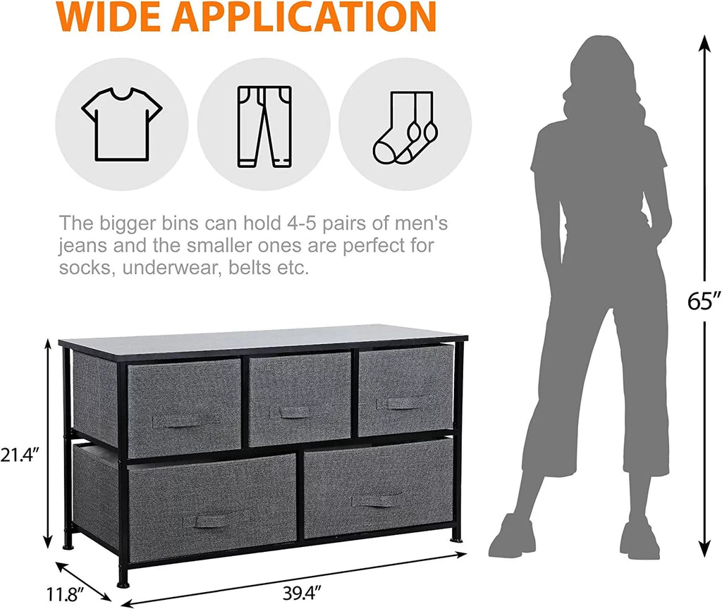 Gray 2 Tiers Steel Frame Dresser Storage Tower L51590