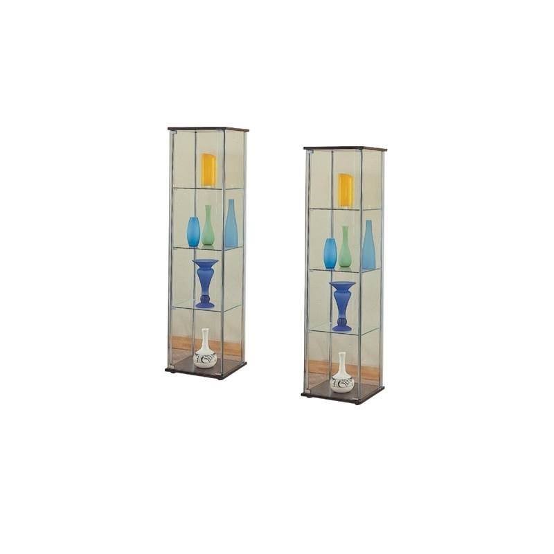 Set of 2 Glass Curio Cabinet in Cappuccino D329044