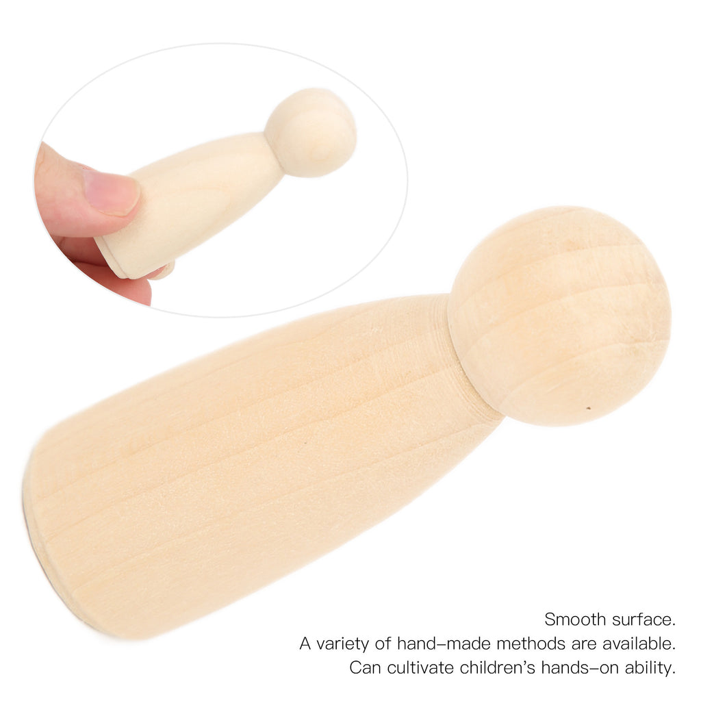 10Pcs Unfinished Wooden Peg Dolls for Kids DIY Craft 75mm / 3.0in R8375