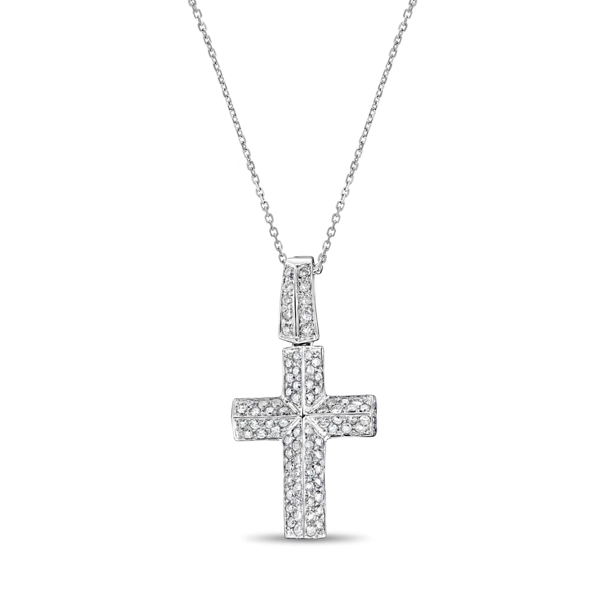 14k White Gold Diamond Cross Pendant N774720