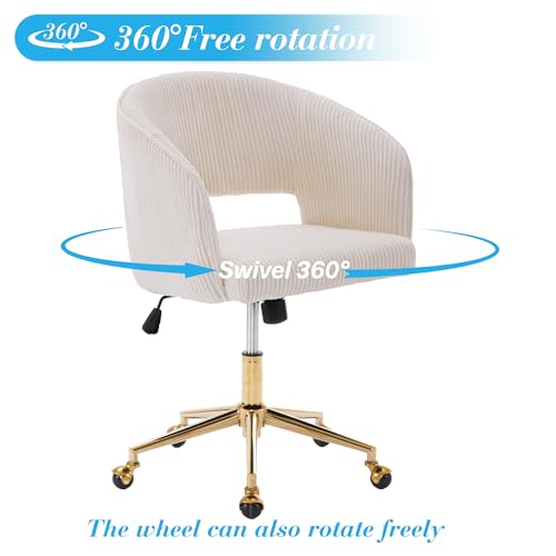 Velvet Upholstered Swivel Desk Chair with Gold Base M55005