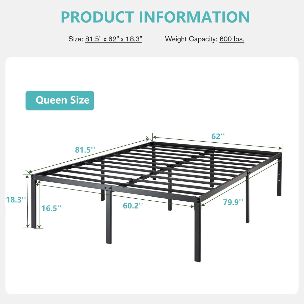 Queen Size Metal Platform Bed Frame J51022