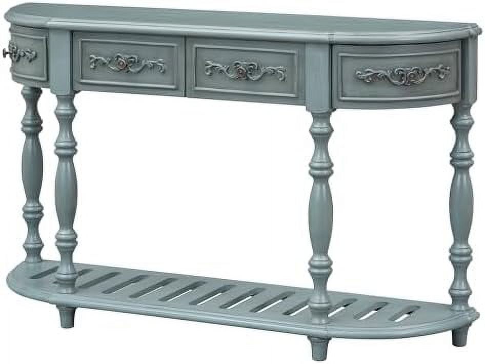Retro Curved Console Table with 2 Top Drawers and Solid Wooden Frame U611176