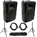 8" Pro DJ Powered 300W PA Speaker Pair with Tripod Stands & XLR Cables X9916