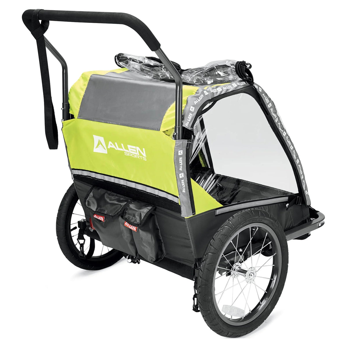 2-Child Bicycle Trailer & Stroller, 100 lbs, Green U377