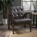 Mid Century Modern Faux Leather Club Chair with Wood Frame Y9102